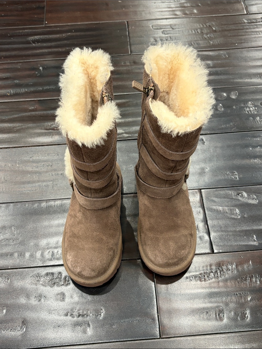 UGG Brown Suede Shearling-Lined Winter Boots